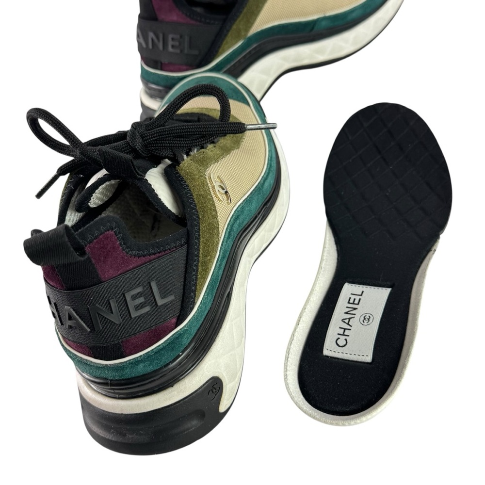 CHANEL G39070 Multicolor Suede Leather CC Interlocking Low Top Sneakers 38 - 8US - Picture 12 of 14